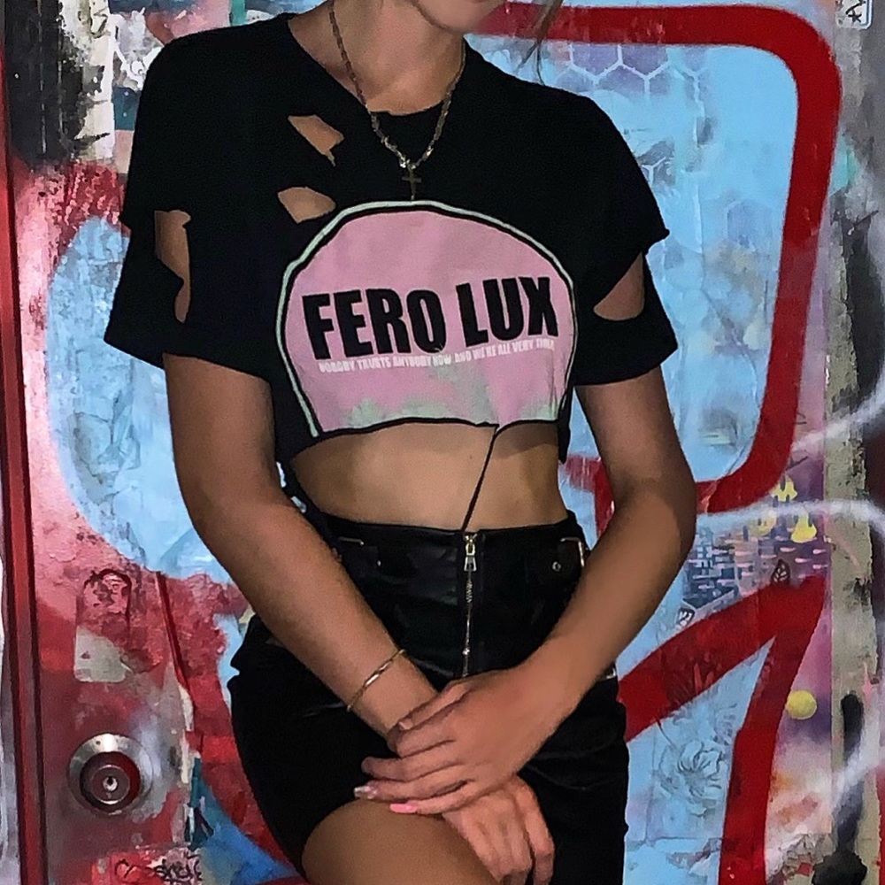Edgy crop graphic tee